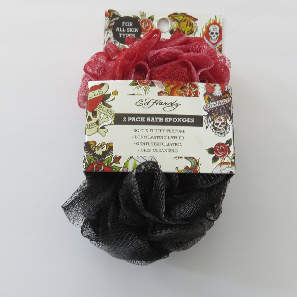 (#K) Ed Hardy 2 Pack Bath Sponges